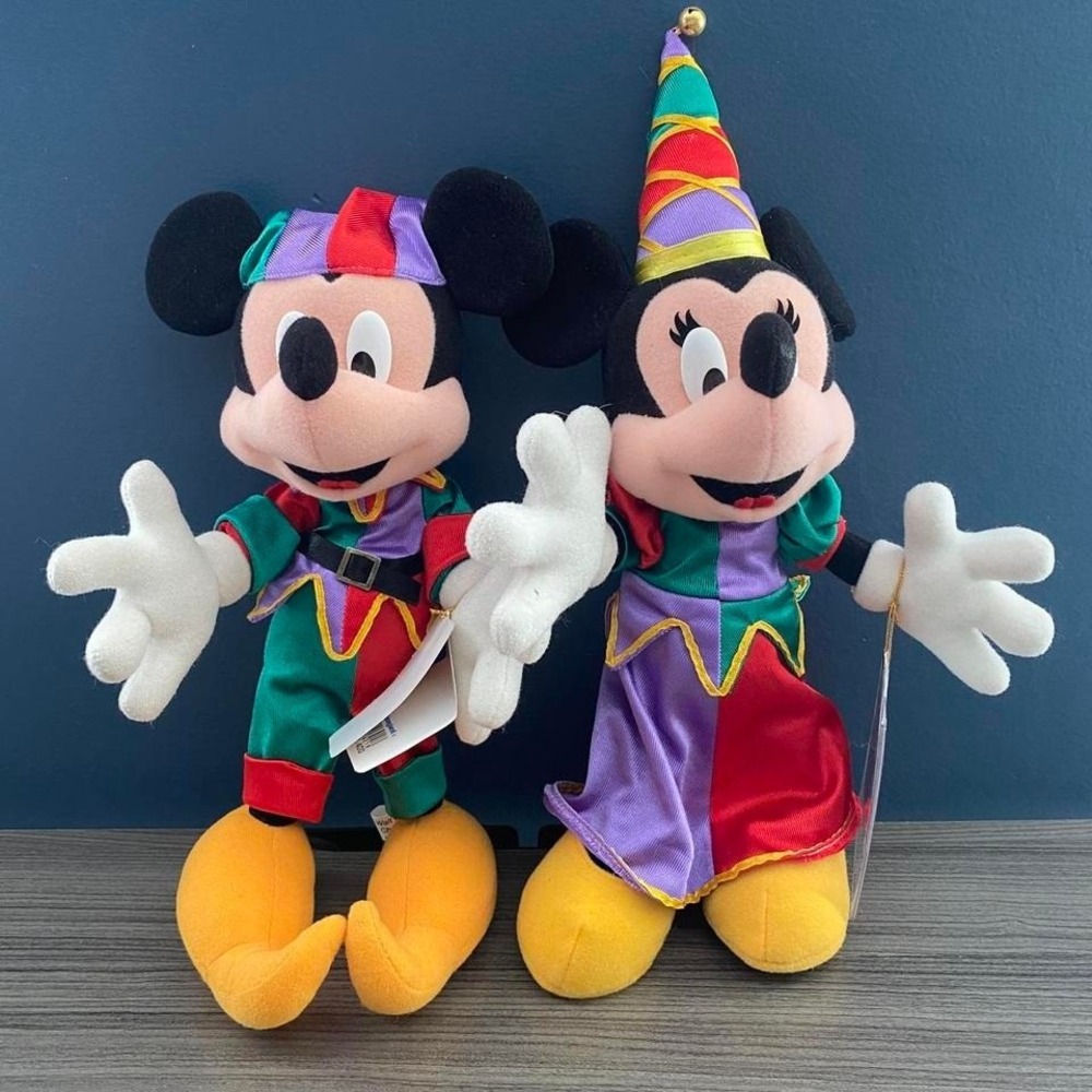 Tokyo Disneyland 15th‎ Anniversary Mickey & Minnie Plush Set – Jester & Princess